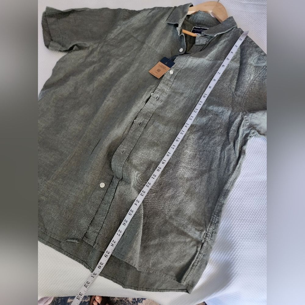 Charles Tyrwhitt Men's Green Pure Linen Shirt - Picture 9 of 14